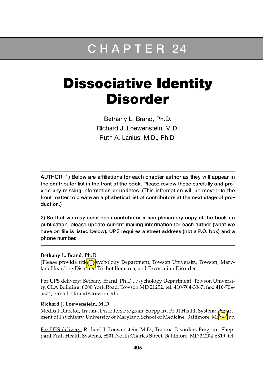 research topics about dissociative identity disorder