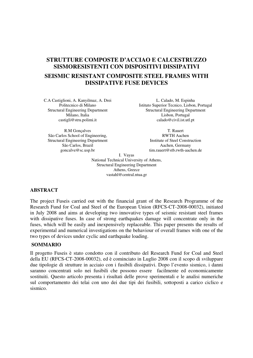 (PDF) Seismic resistant composite steel frames with dissipative devices