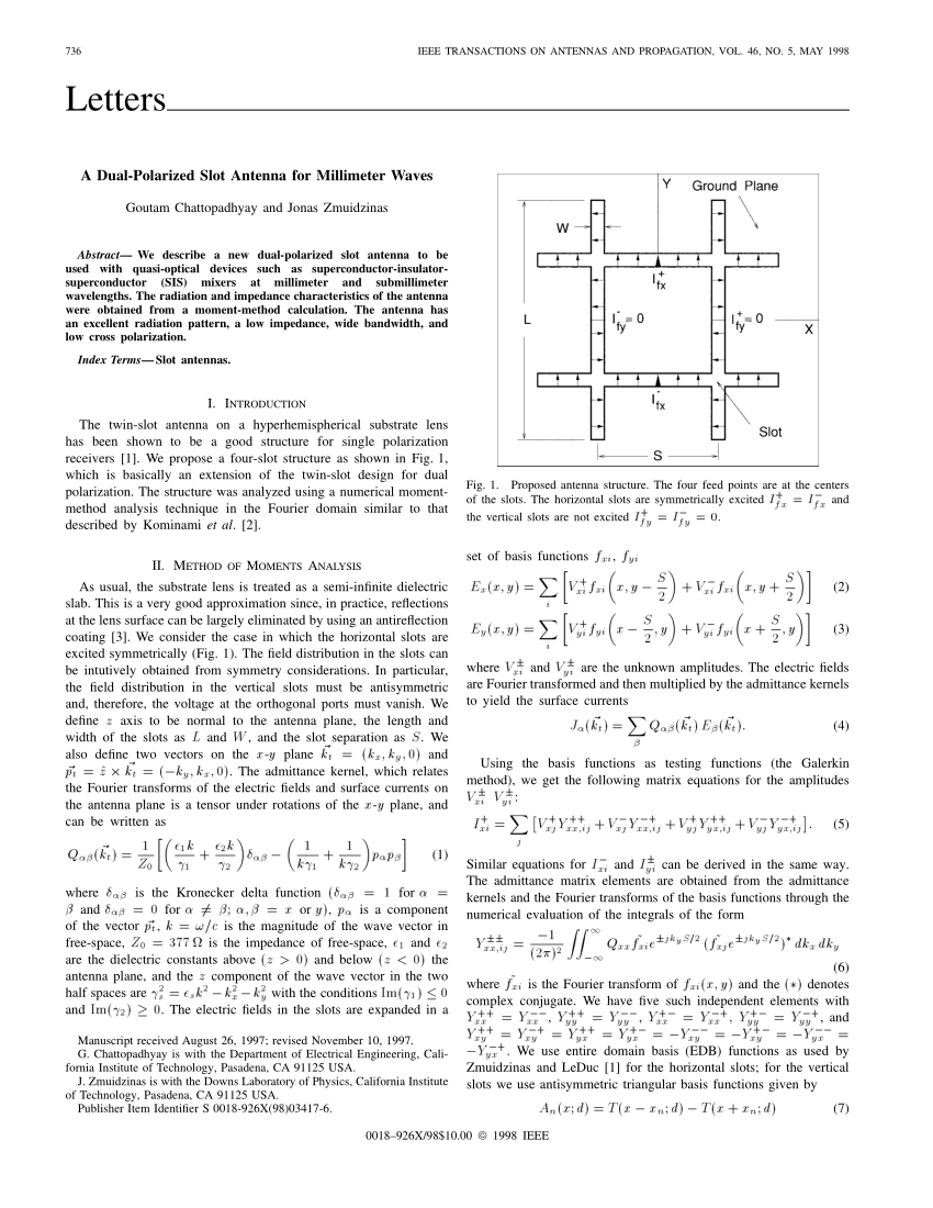 Dual-polarized Slot Antenna For Millimeter Waves