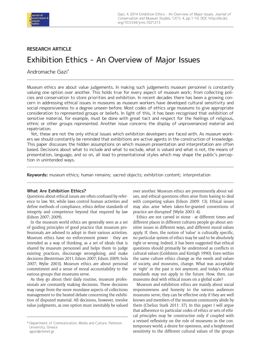 PDF Exhibition Ethics An Overview of Major Issues