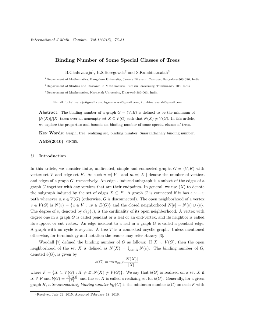 Pdf Binding Number Of Some Special Classes Of Trees