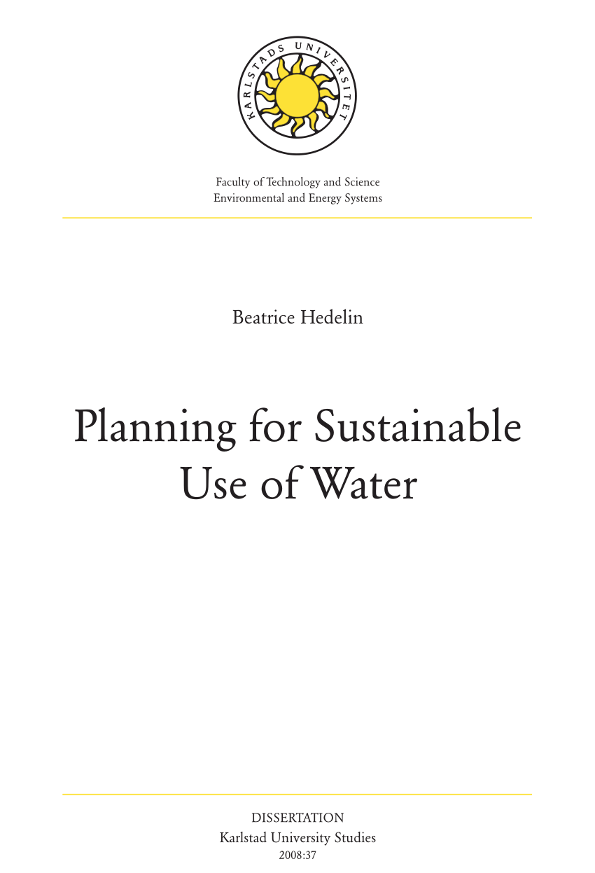 PDF Planning for Sustainable Use of Water