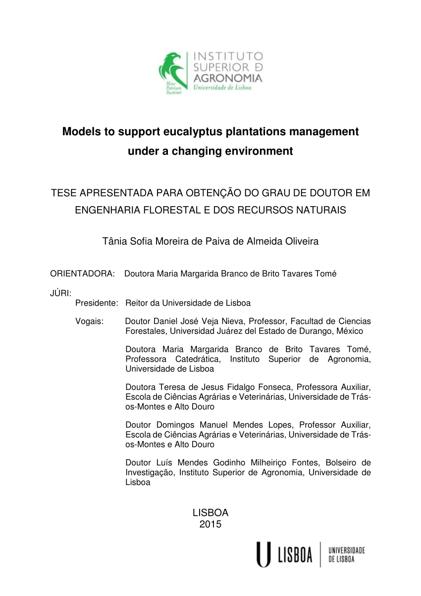PDF) Models to support eucalyptus plantations management under a ...