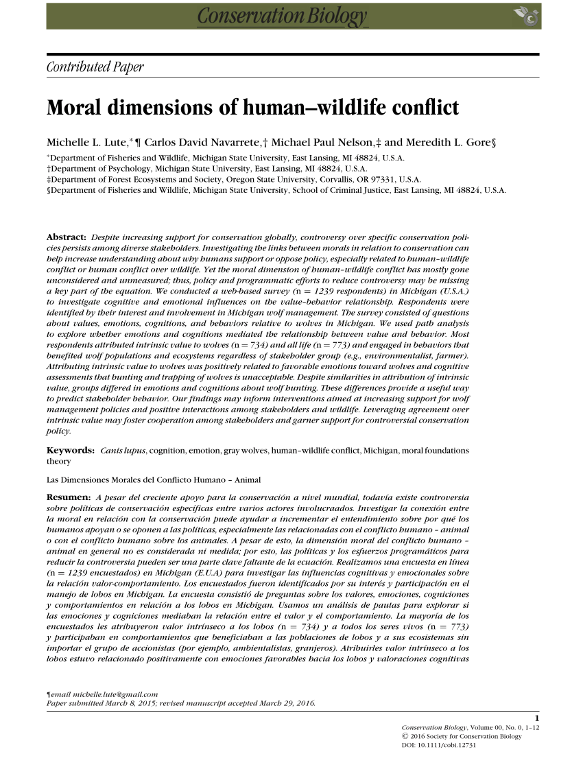PDF) Human–wildlife conflict in the roof of the world: Understanding  multidimensional perspectives through a systematic review