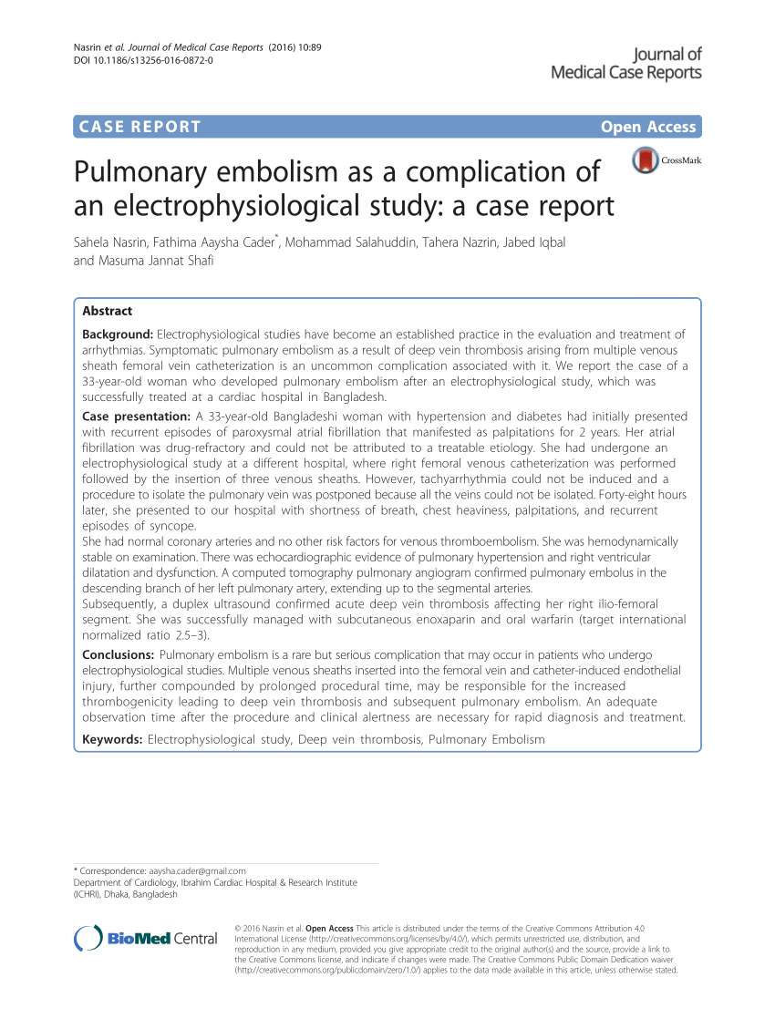 case study on pulmonary embolism