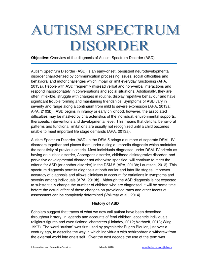 research paper on autism spectrum disorder