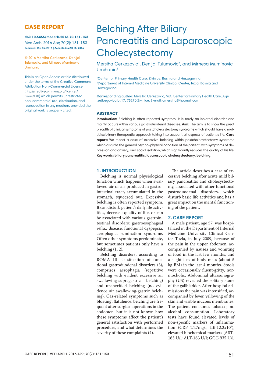 (PDF) Belching After Biliary Pancreatitis and Laparoscopic ...