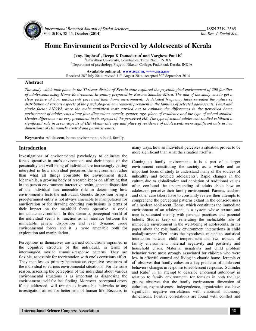 Family Environment Scale Manual