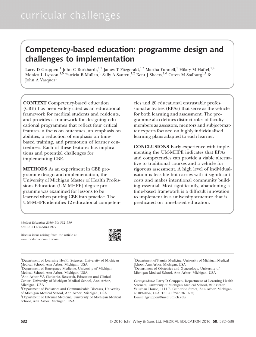 Pdf Competency Based Education Programme Design And Challenges