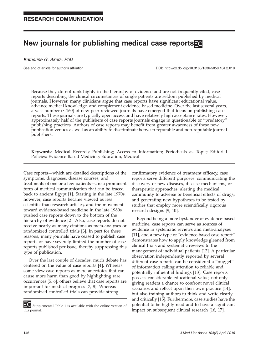 case study medical journals