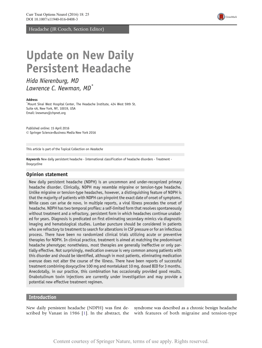 New daily persistent headache research images