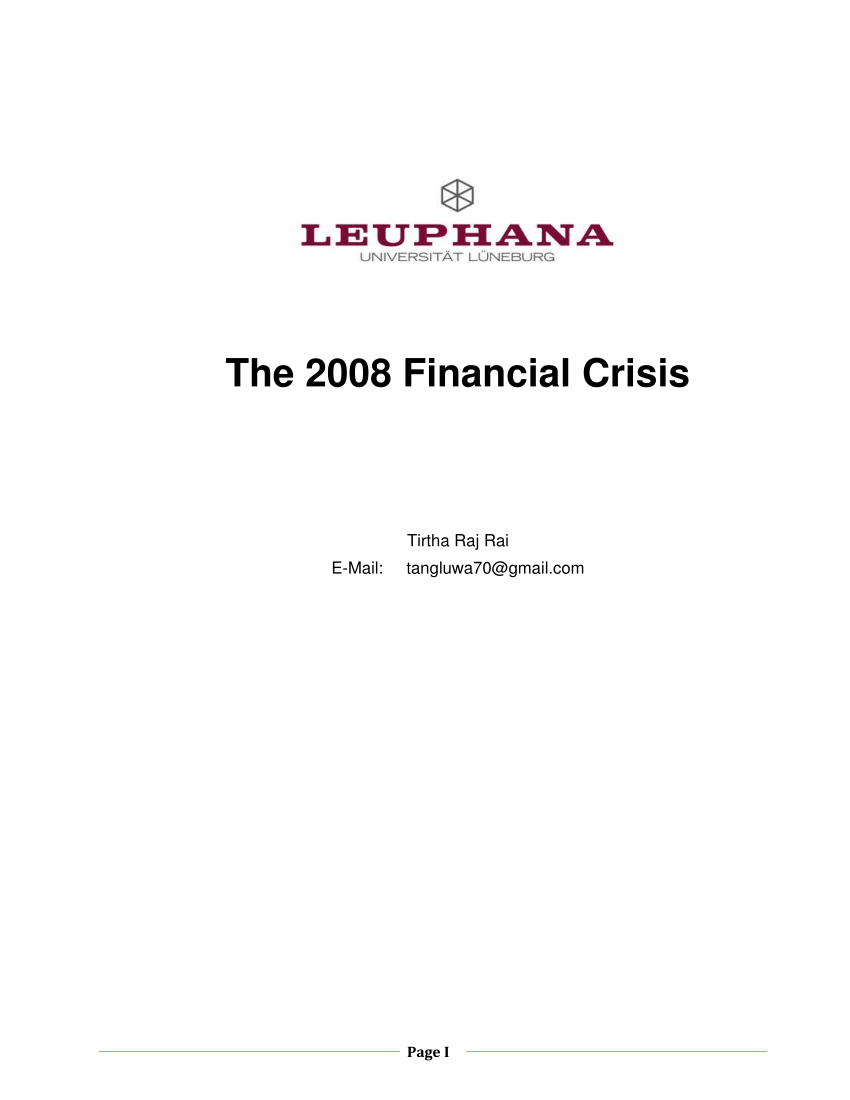 2008 financial crisis research paper