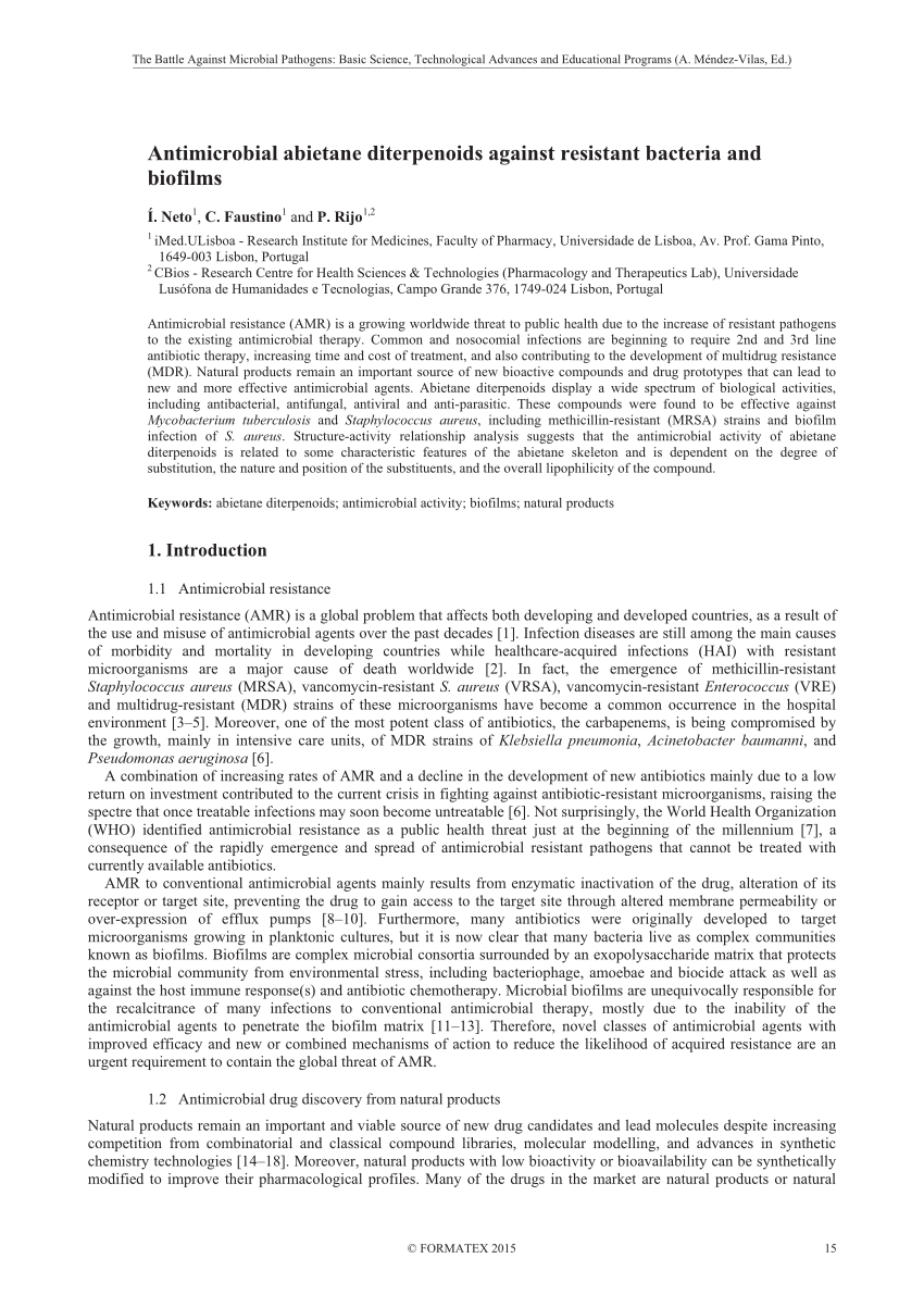 Pdf Antimicrobial Abietane Diterpenoids Against Resistant Bacteria And Biofilms