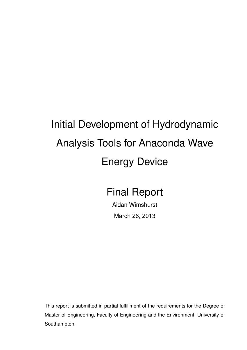 sig selv Og så videre opladning PDF) Initial Development of Hydrodynamic Analysis Tools for Anaconda Wave  Energy Device