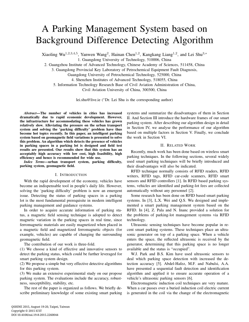 research paper on parking management