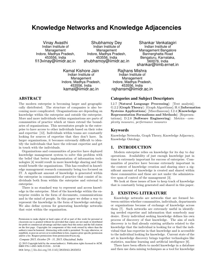 (PDF) Knowledge Networks and Knowledge Adjacencies