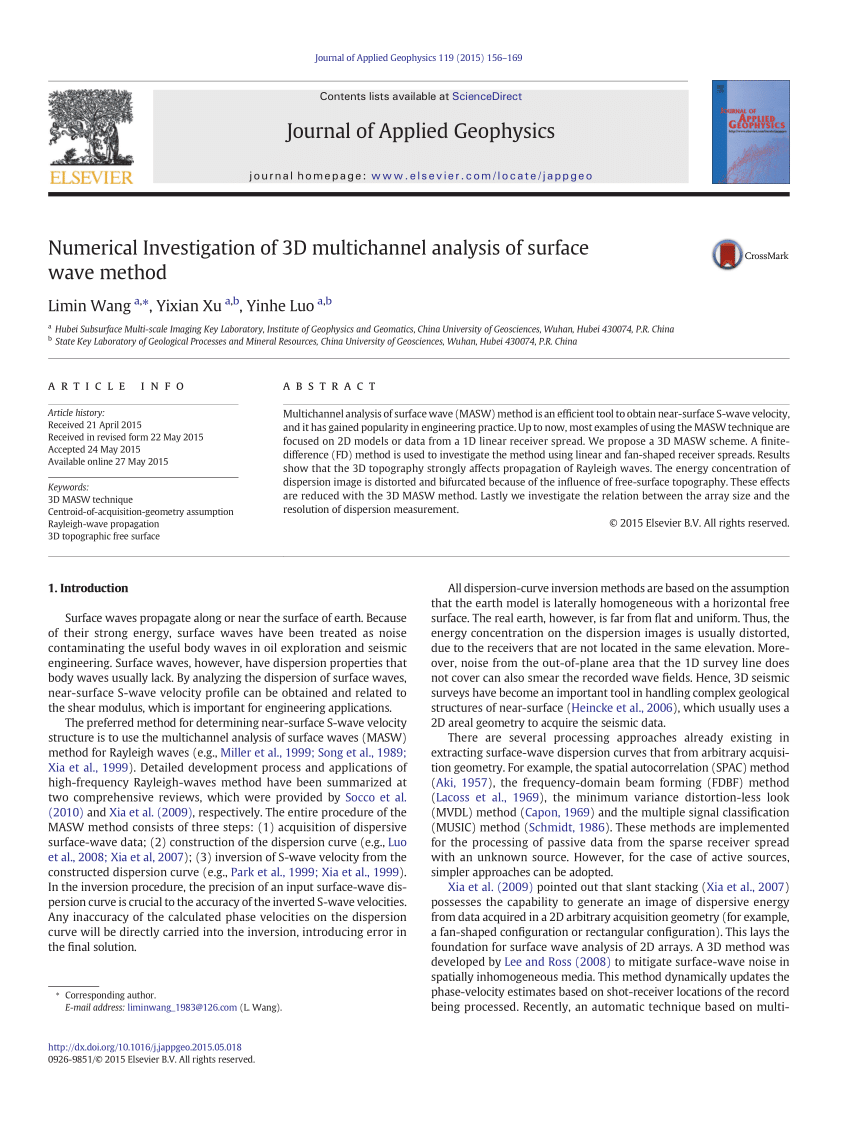 (PDF) Numerical investigation of 3D MASW technique