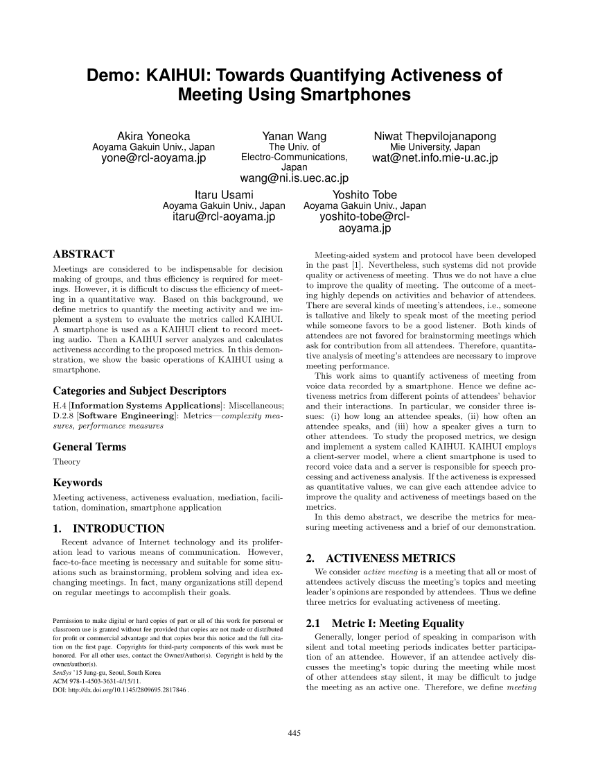 Pdf Demo Kaihui Towards Quantifying Activeness Of Meeting Using Smartphones