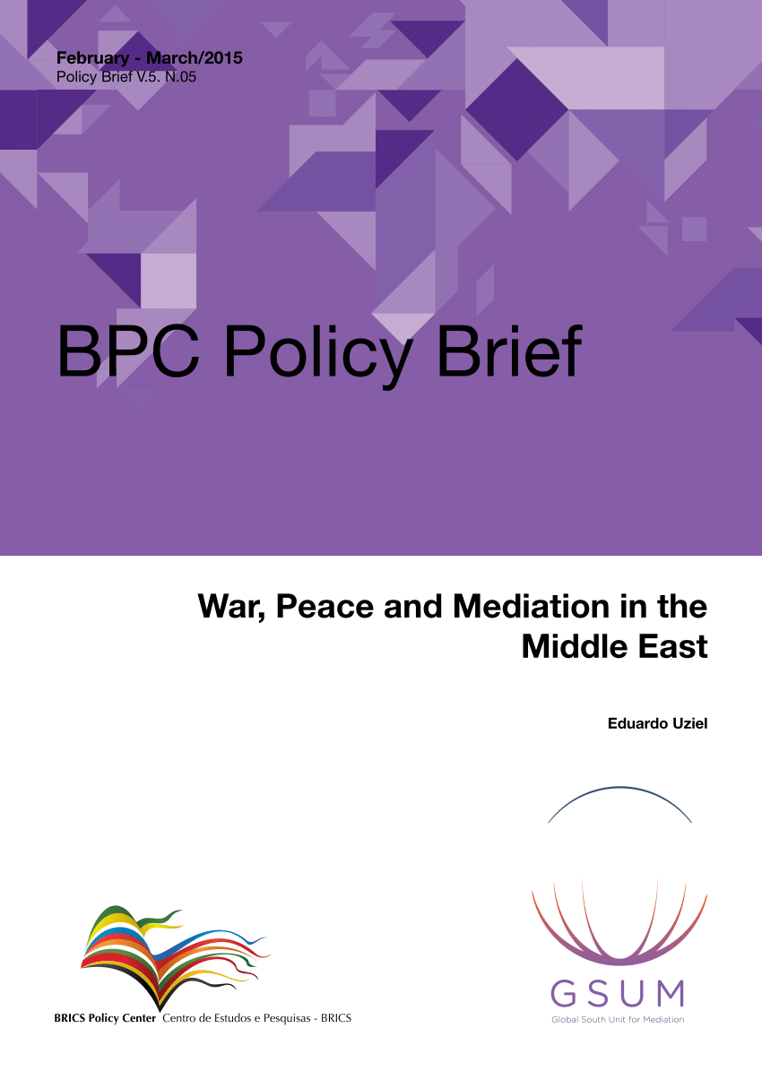 Pdf War Peace And Mediation In The Middle East