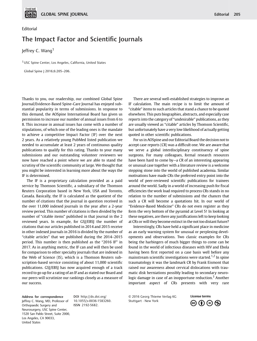 (PDF) The Impact Factor and Scientific Journals