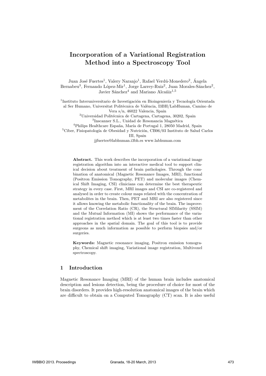 Pdf Incorporation Of A Variational Registration Method Into A Spectroscopy Tool