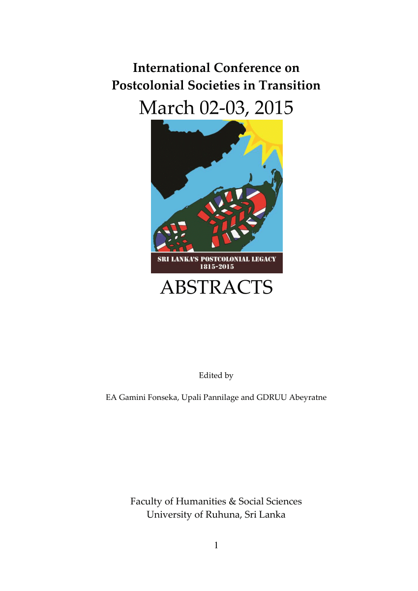 Pdf Abstracts Of The International Conference On Postcolonial