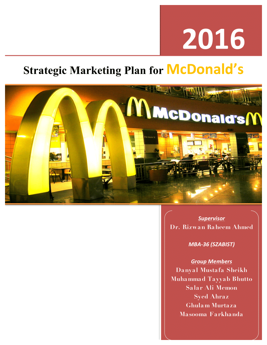 Pdf Strategic Marketing Plan For Mcdonald S 2016