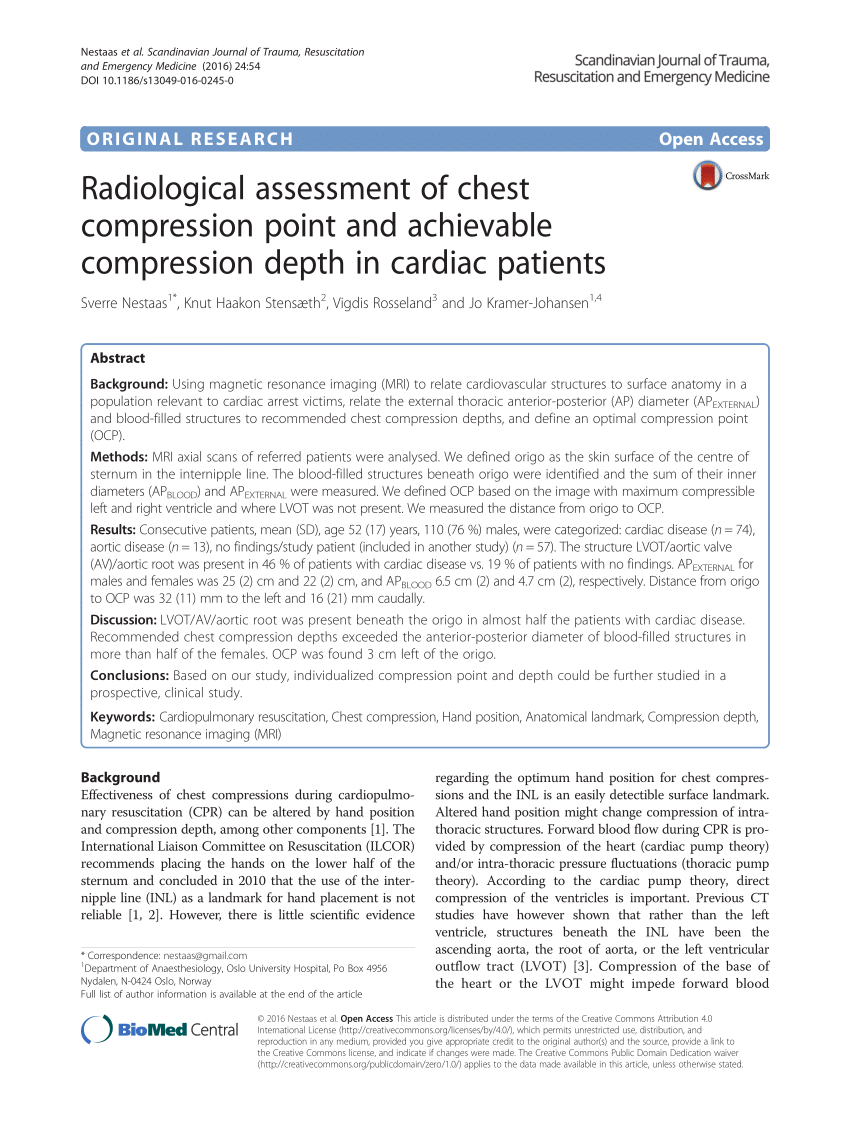 Evaluation of abdominal compression–decompression combined with chest  compression CPR performed by a new device: Is the prognosis improved after  this combination CPR technique?, Scandinavian Journal of Trauma,  Resuscitation and Emergency Medicine
