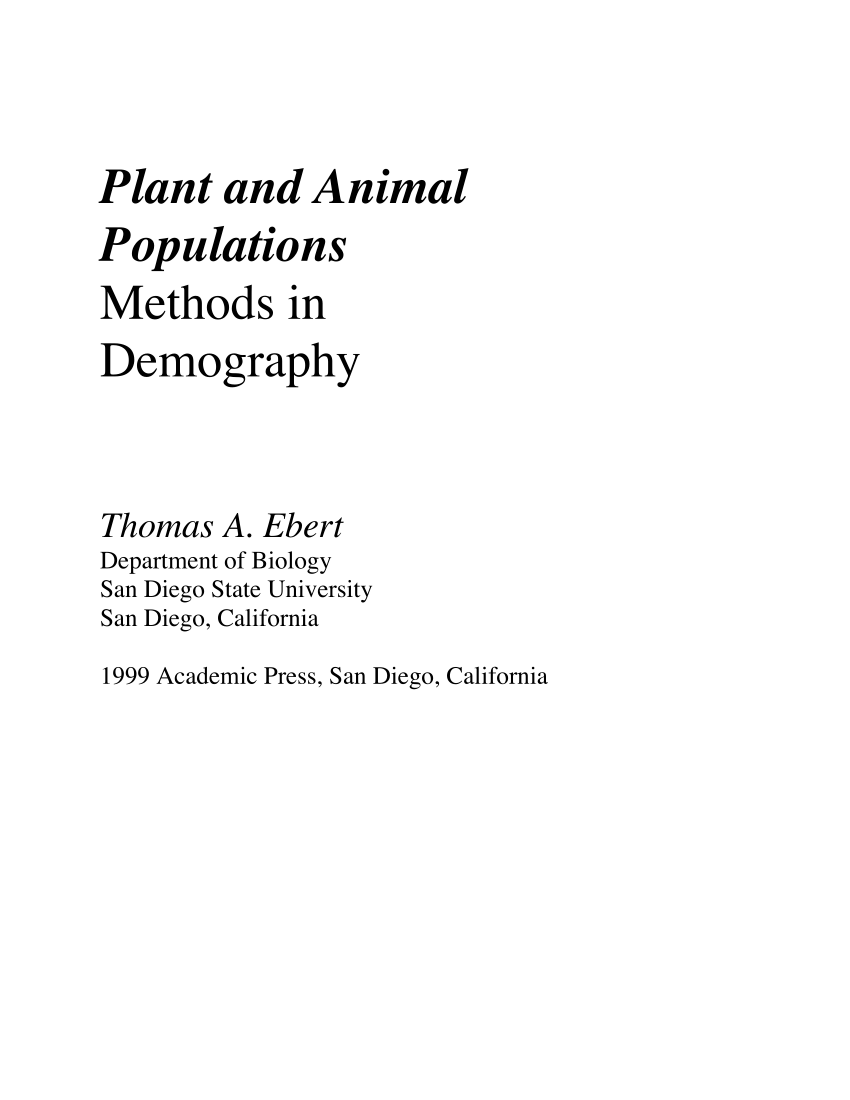 PDF) Plant and Animal Populations. Methods in Demography