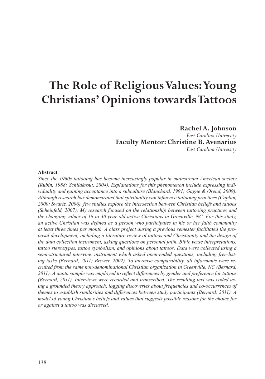 PDF) The Role of Religious Values: Young Christians' Opinions towards  Tattoos