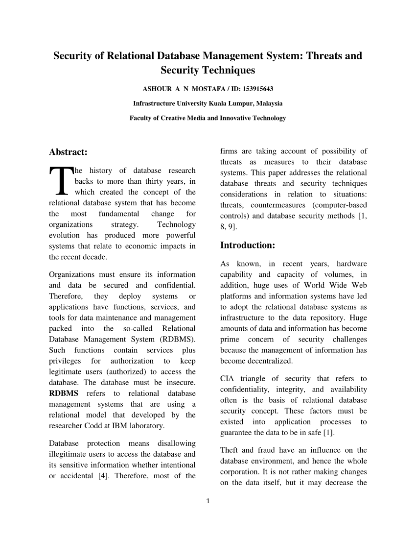 research paper of database security