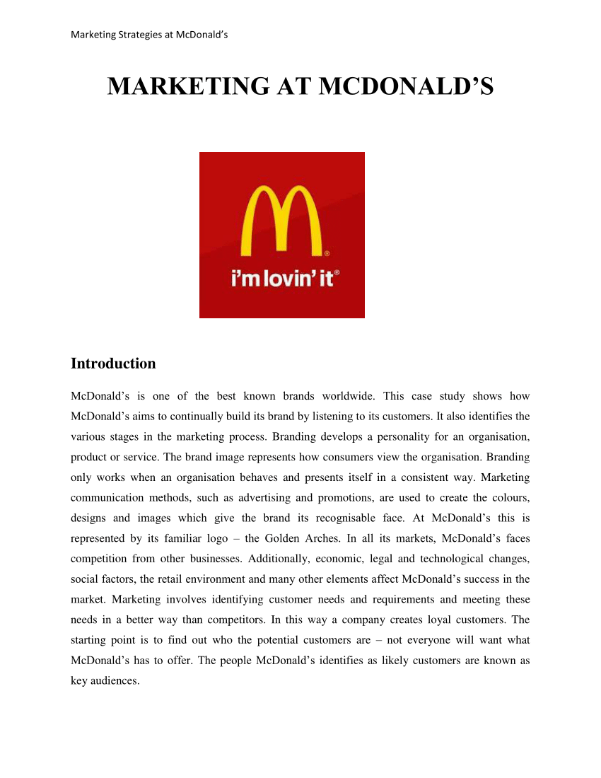 mcdonalds marketing techniques