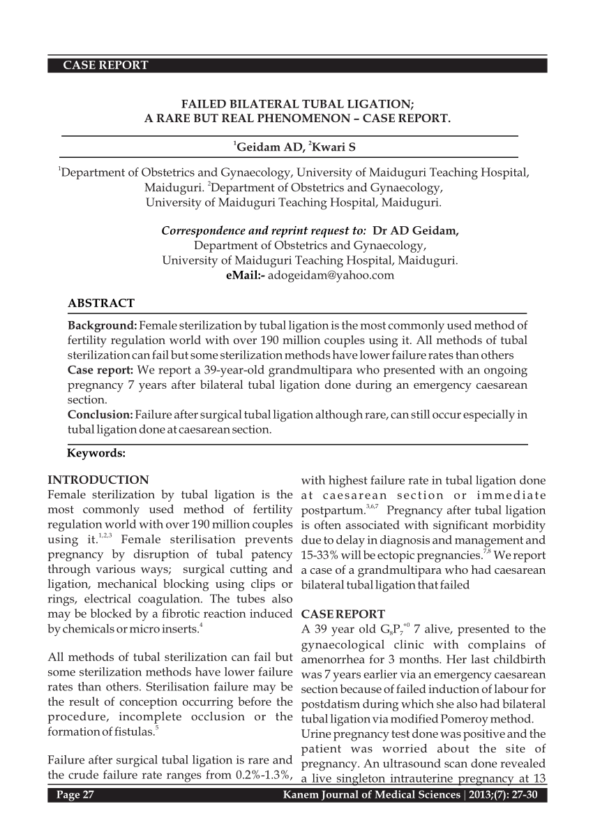 bilateral tubal ligation