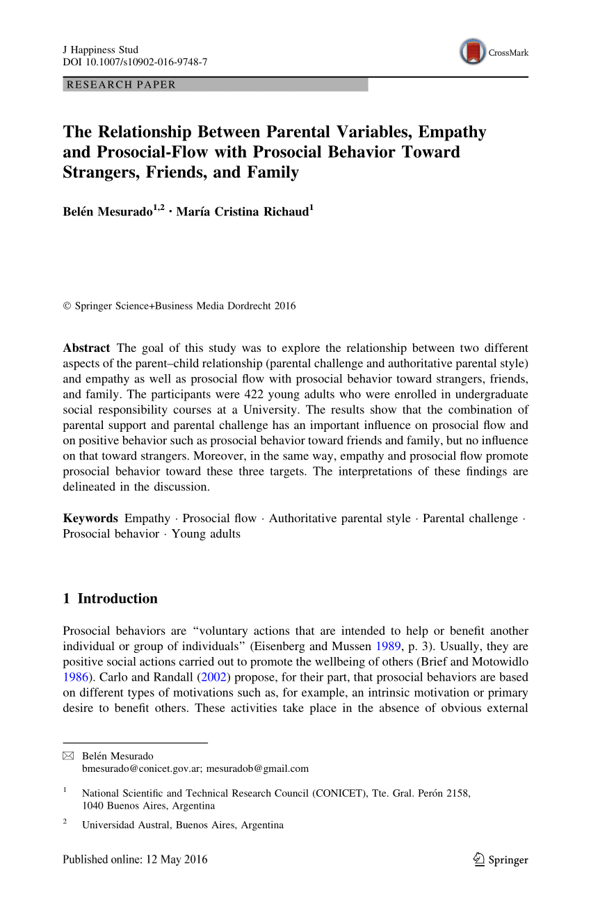 PDF) The Relationship Between Parental Variables, Empathy and