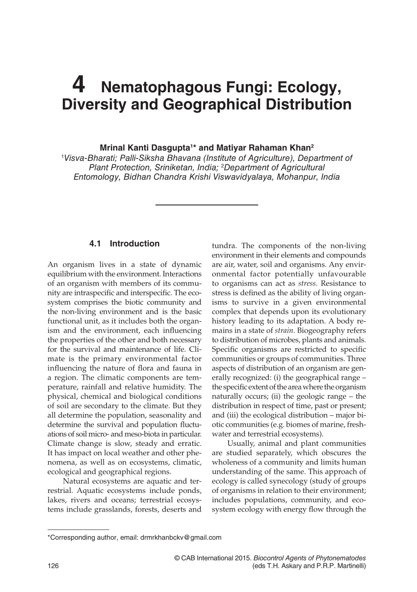 (PDF) Nematophagous Fungi: Ecology, Diversity and Geographical Distribution