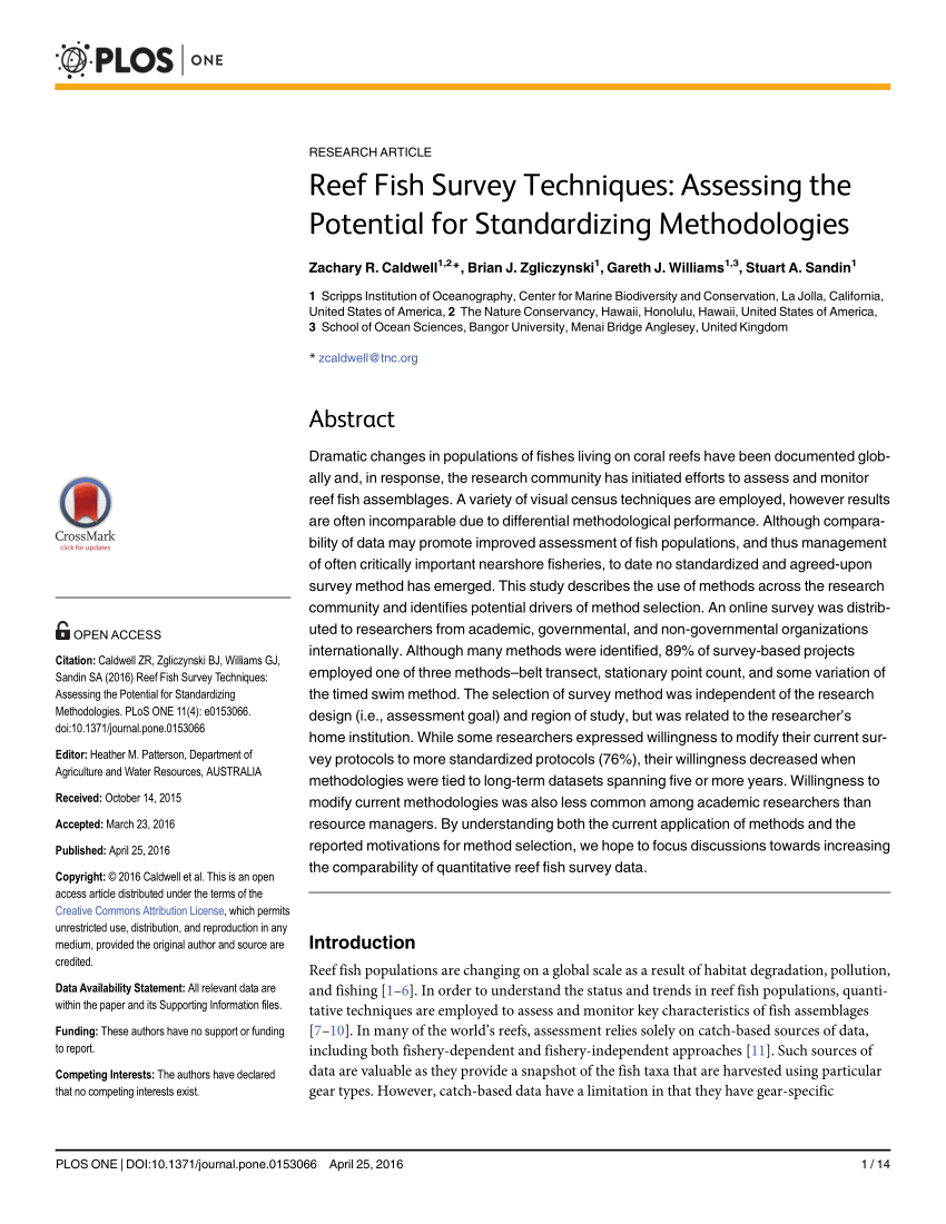 PDF) Reef Fish Survey Techniques: Assessing the Potential for