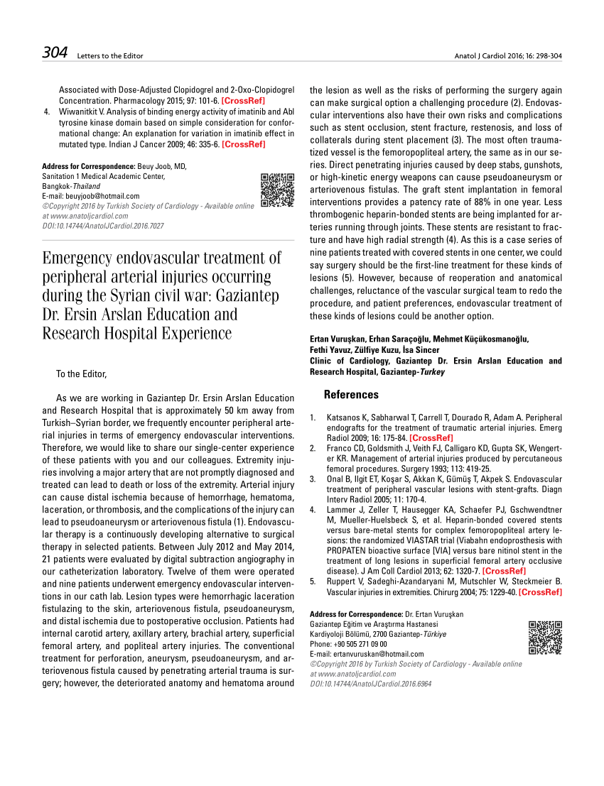 PDF Emergency endovascular treatment of peripheral arterial  