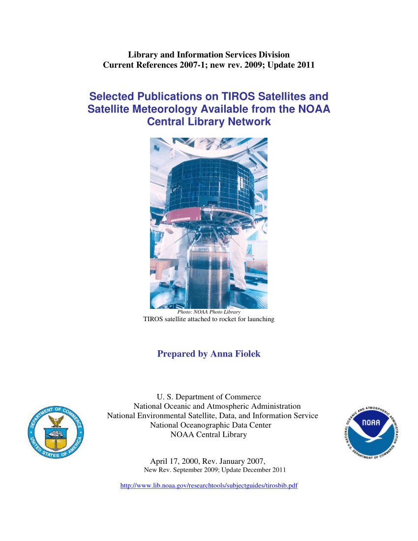 PDF) Selected Publications on TIROS Satellites and Satellite ...