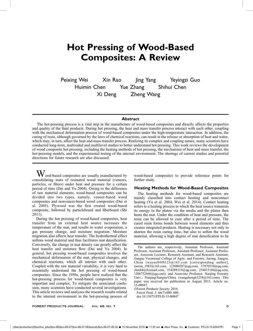 HOT PRESSING: - Theory and Mechanism during Manufacturing of Wood Based  Panels