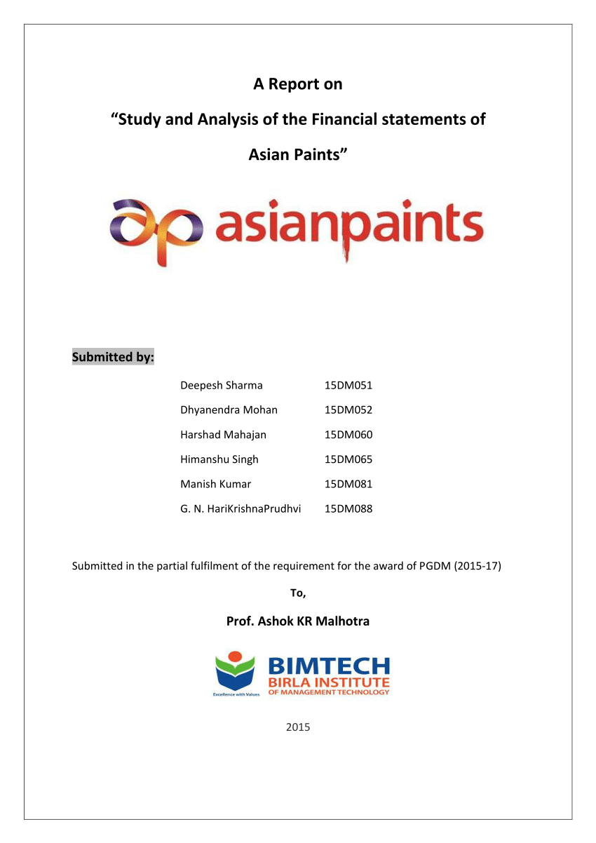 asian paints research report pdf