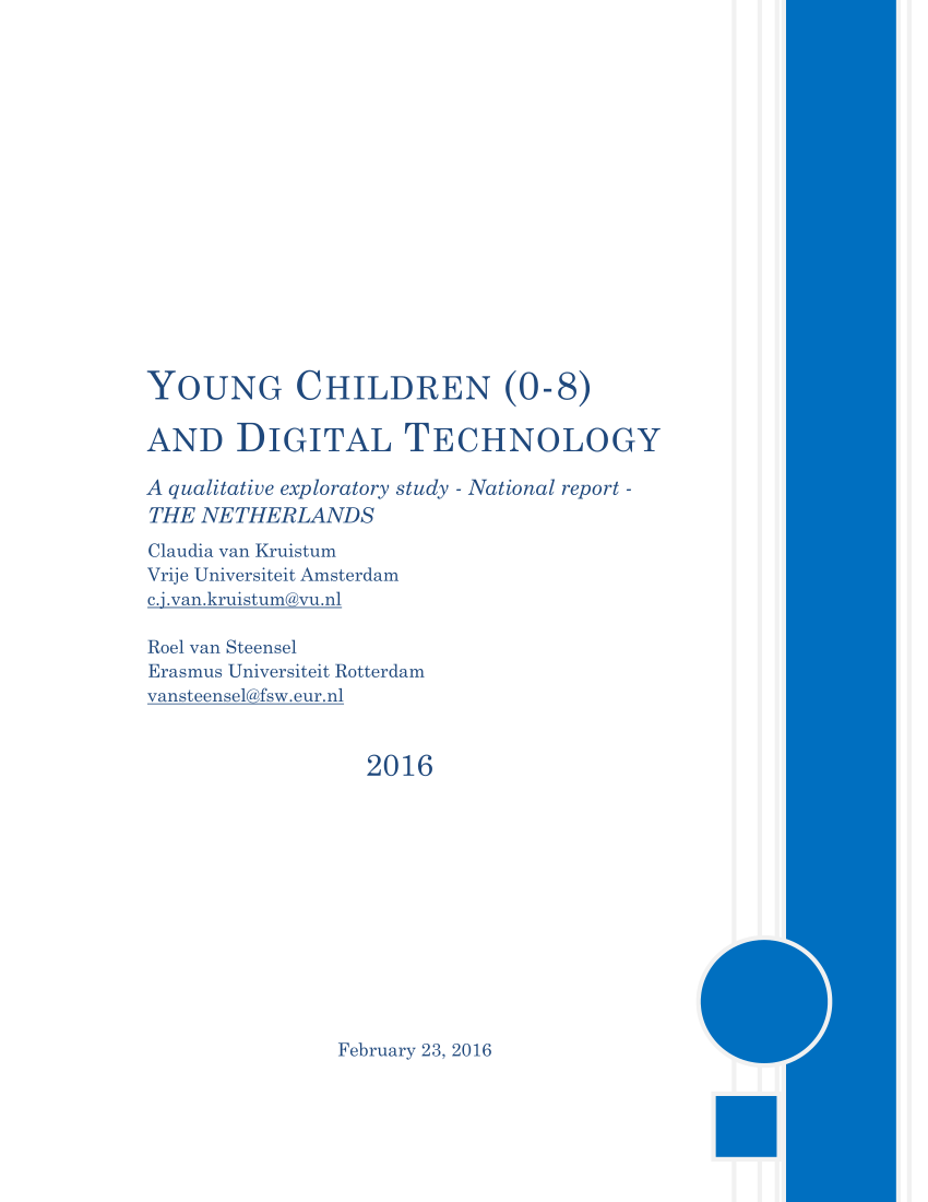 Pdf Young Children 0 8 And Digital Technology Dutch National Report