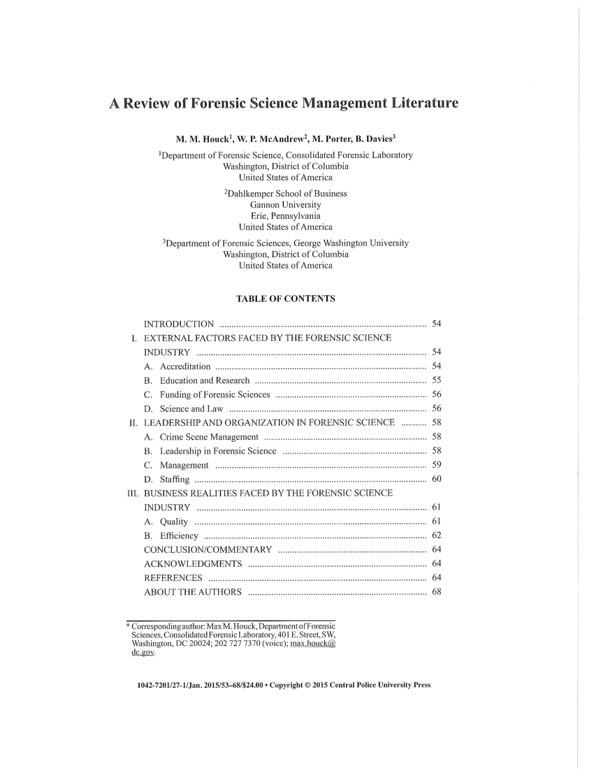 literature review forensic science