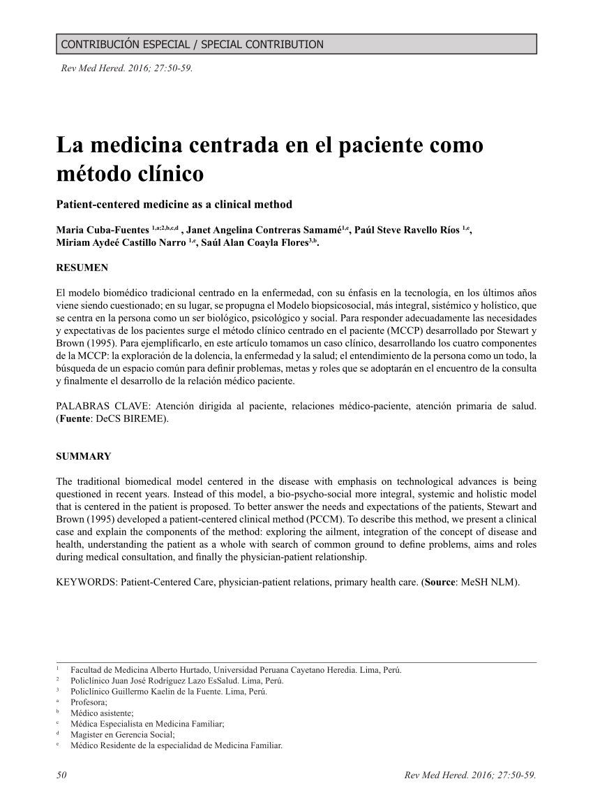 PDF) La medicina centrada en el paciente como método clínico