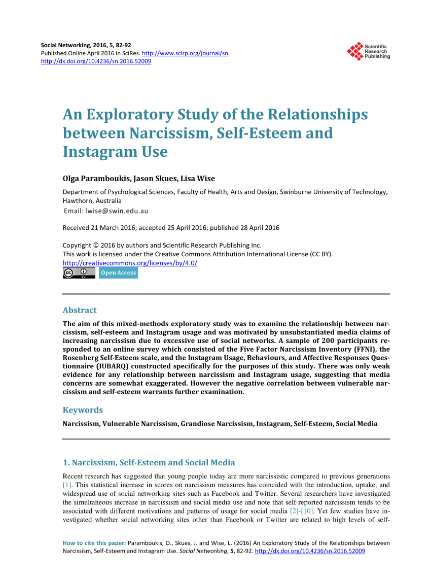 pdf an exploratory study of the relationships between narcissism self esteem and instagram use - insta likes likart