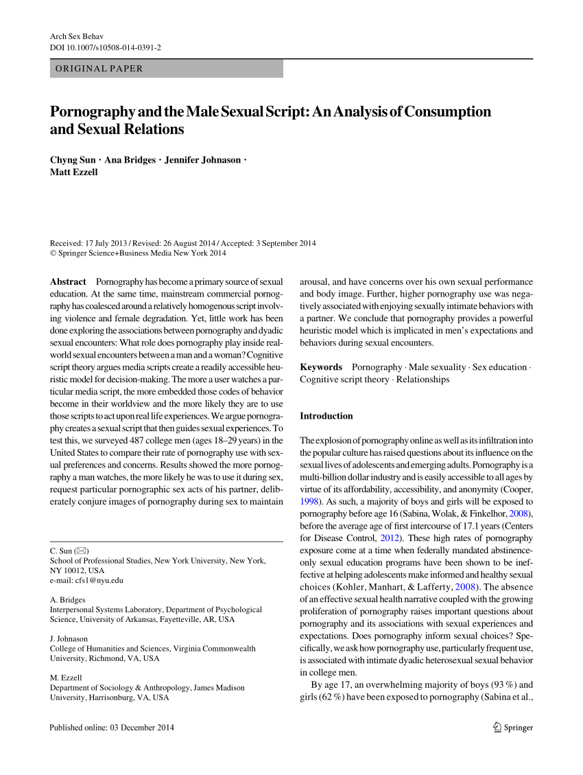 Pdf Pornography And The Male Sexual Script An Analysis Of 5086