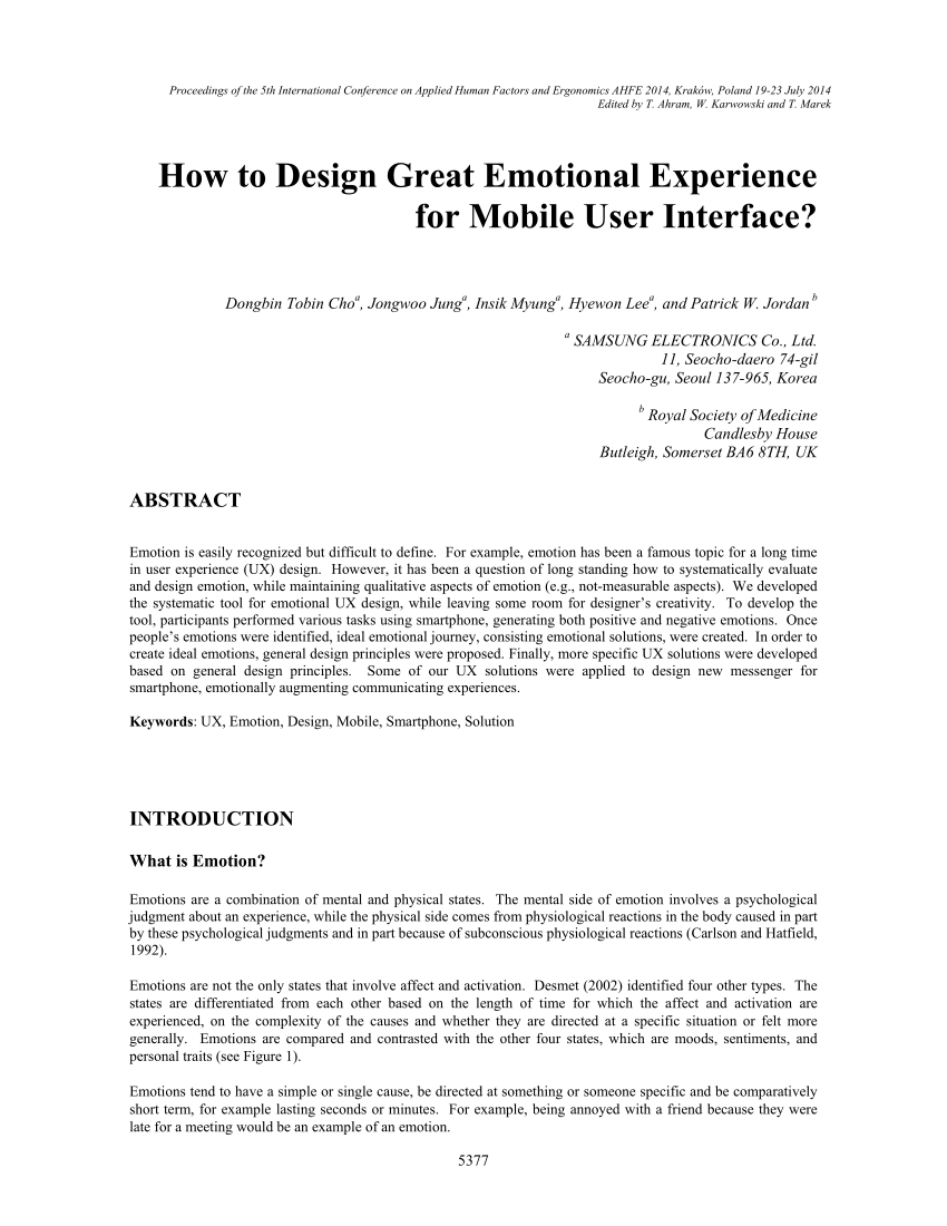 (PDF) How to Design Great Emotional Experience for Mobile User Interface?