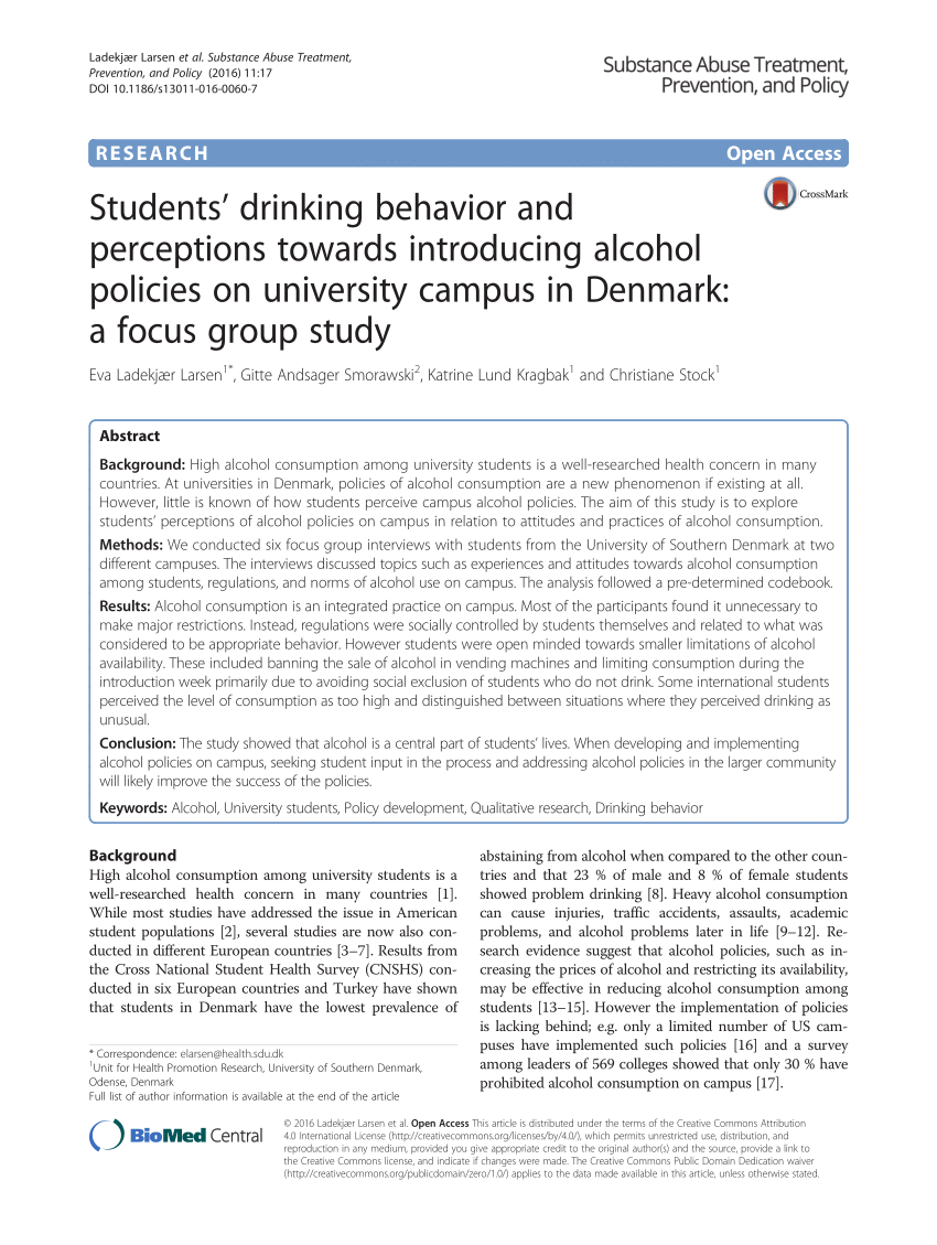 research design about alcohol consumption