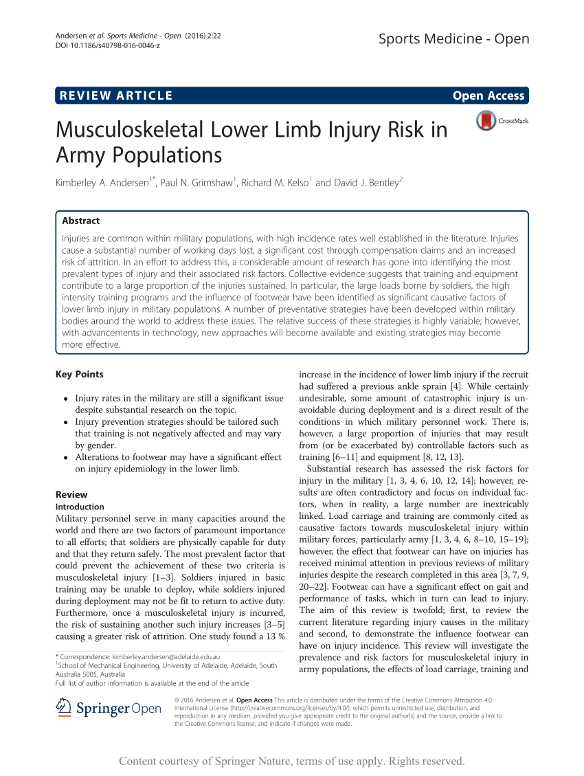 Pdf Musculoskeletal Lower Limb Injury Risk In Army Populations