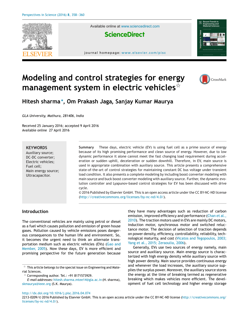(PDF) Modeling and Control Strategies for Energy Management System in