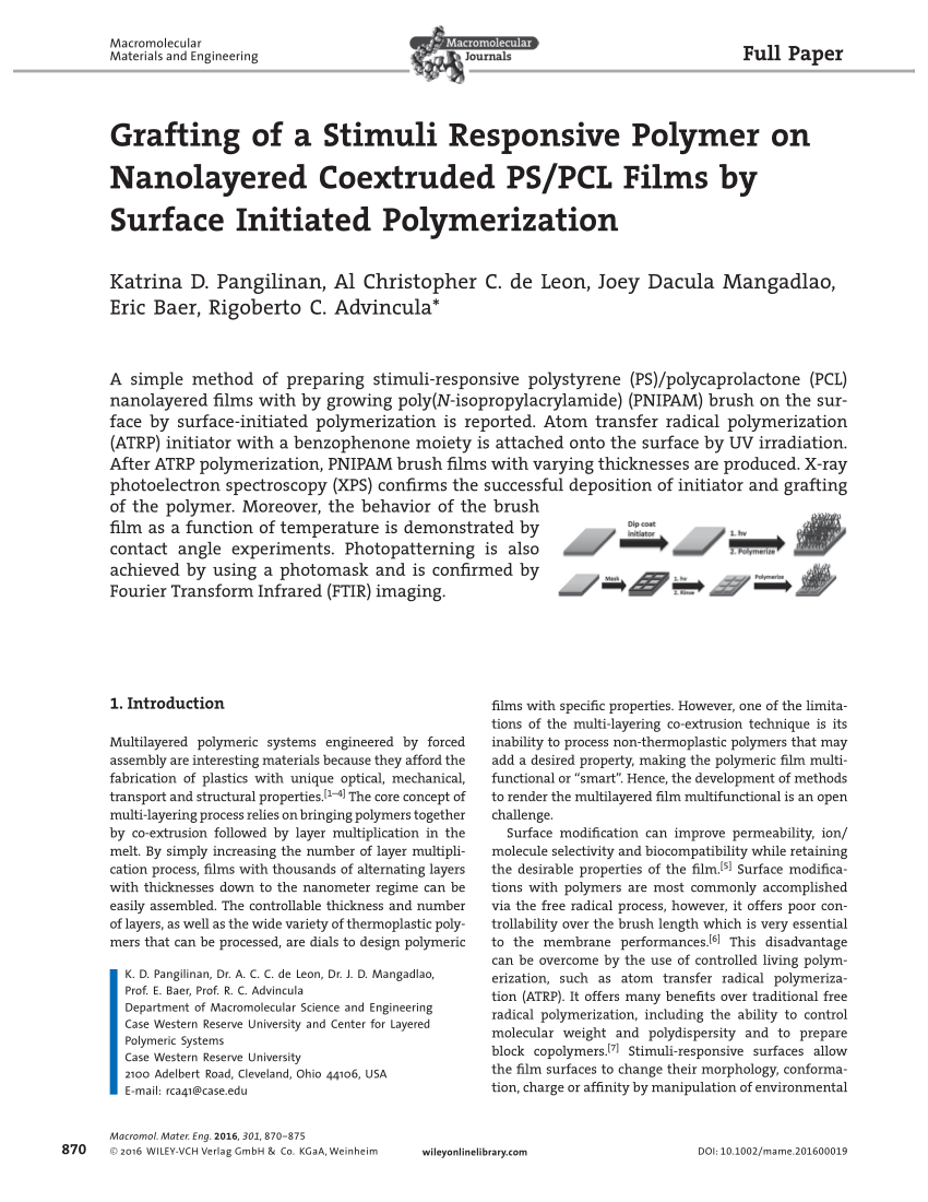 Pdf Grafting Of A Stimuli Responsive Polymer On Nanolayered